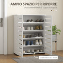 Mobile Scarpiera a 5 Livelli per 15 Paia di Scarpe 76x33Px98 cm in Legno a Doghe Bianco