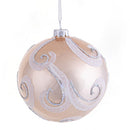 Set 4 Palle di Natale da Appendere Ø 10 cm in Vetro Champagne Argento