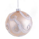 Set 4 Palle di Natale da Appendere Ø 10 cm in Vetro Champagne Argento