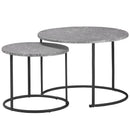 Set 2 Tavolini Piano Effetto Marmo Struttura in Metallo Nero