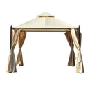 Gazebo da Giardino Impermeabile con Pannelli Laterali Beige 3x3m 