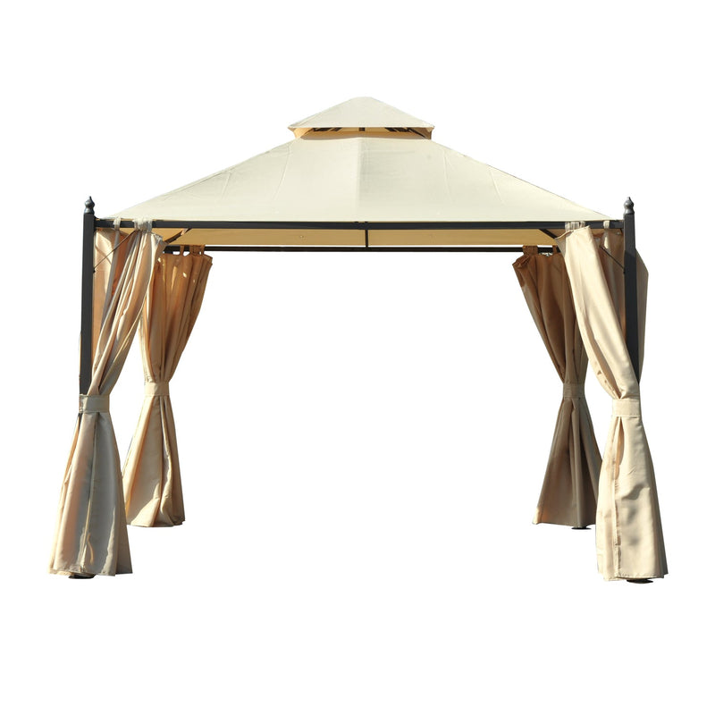 Gazebo da Giardino Impermeabile con Pannelli Laterali Beige 3x3m 