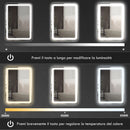 Specchio Bagno 60x80 cm LED Touch con Luce Dimmerabile a 3 Temperature e Antiappannamento       