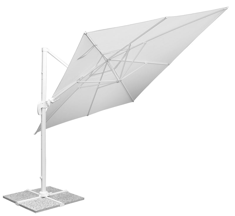 Ombrellone da Giardino Decentrato 3x3m Telo in Polietilene Bianco