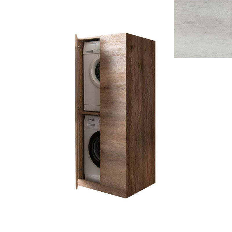 Mobile Lavanderia a Colonna per Lavatrice e Asciugatrice con Ante 70x70x174A cm in Nobilitato Unika Olmo Bianco