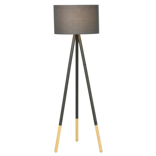 sconto Lampada da Terra Tripode in Legno con Paralume E27 Ø52x153 cm Grigia