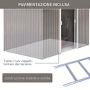 Casetta Box da Giardino in Lamiera Grigia 277x191x192 cm 