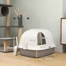 Lettiera per Gatti Chiusa 58x46x39 cm con Gattaiola e Paletta in PP Grigio Chiaro e Bianco  