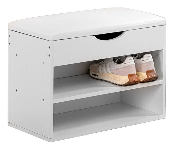 prezzo Panca da Ingresso con Cuscino Imbottito 60x30x45 cm Kobe Bianca