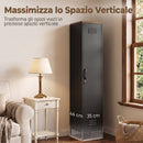 Armadio in Metallo 35x46x183 cm con Ripiani Regolabili Nero      