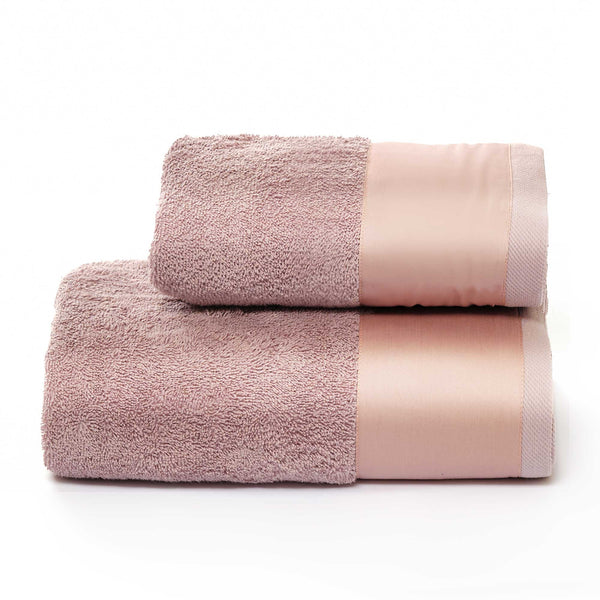 sconto Set Spugna Asciugamani Viso + Ospite con Balza in Raso Garrini Hope Rosa