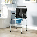 Sedia WC per Anziani e Disabili 52,5x46x81,5-97 cm Pieghevole e Regolabile in Acciaio e Pelle PU Nero 
