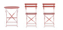 Set 3 Pezzi Bistrot da Giardino con Tavolo e 2 Sedie in Acciaio Verniciato Austin Terracotta  