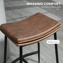 Set 2 Sgabelli da Bar in Stile Industriale 48,5x38,5x68,5 cm in Finta Pelle Nero e Marrone   