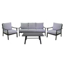 Set Salotto da Giardino Divano 2 Poltrone e Tavolino in Alluminio Shelton Antracite