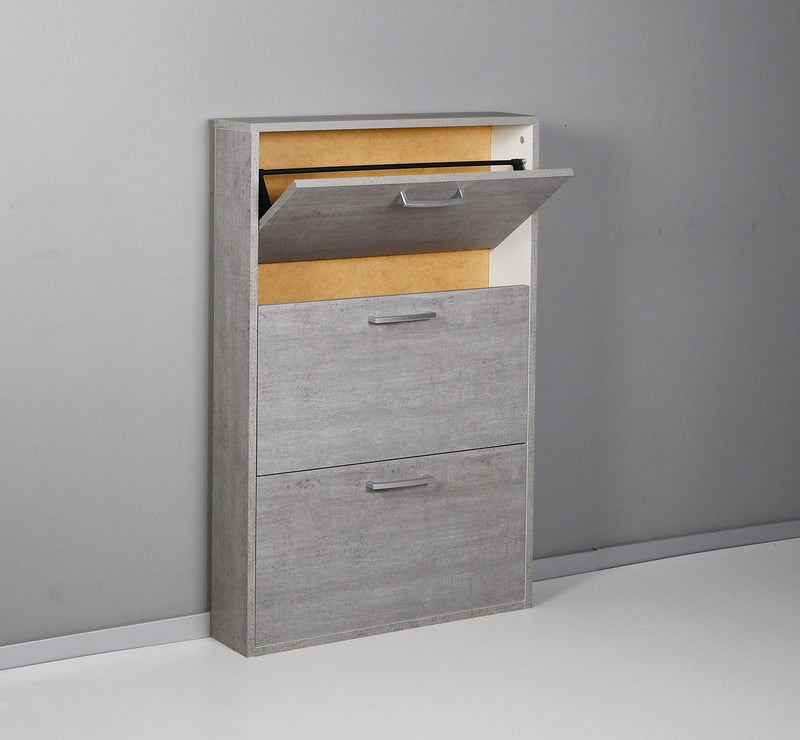 Scarpiera Salvaspazio 3 Ante 9 Paia 65x15x99,6 cm in Truciolare Nobilitato Cemento