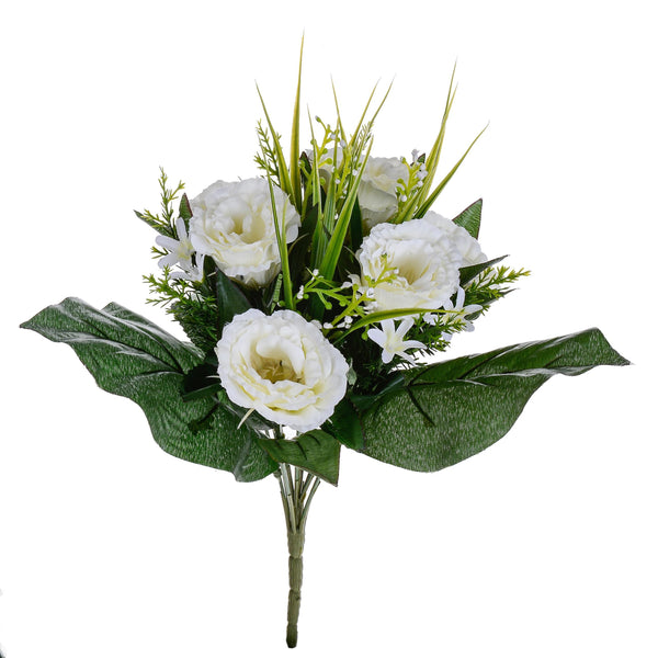 sconto Set 3 Bouquet Artificiali di Lisiantus Altezza 32 cm Bianco
