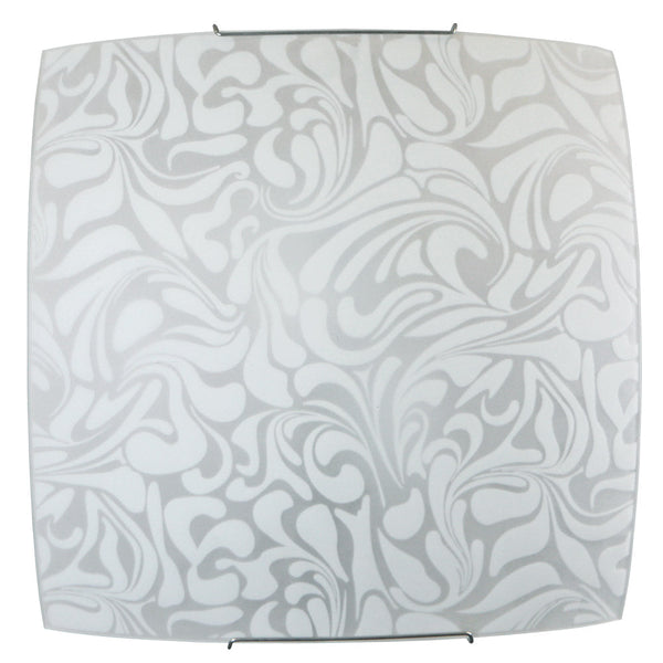 sconto Plafoniera 2xE27 Ganci Filo Acciaio Vetro Lastra Bianco E-Energy Corinna