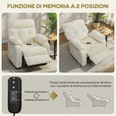 Poltrona Reclinabile 150° Effetto Velluto con Poggiapiedi Telecomando e Tasca Laterale 96x90x105 cm Bianco      