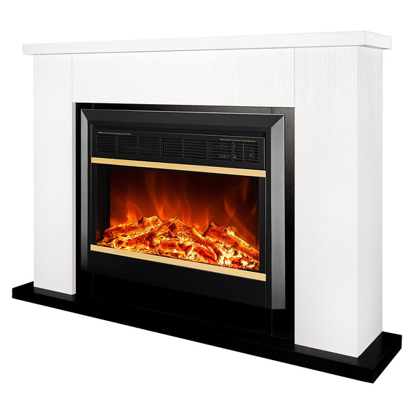 prezzo Camino Elettrico da Pavimento 85,5x115x27 cm Effetto Fiamma 1500W Brooklyn & Mars Bianco/nero