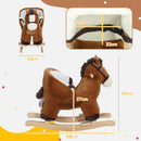 Cavallo a Dondolo per Bambini in Legno e Peluche Cavallo Marrone  