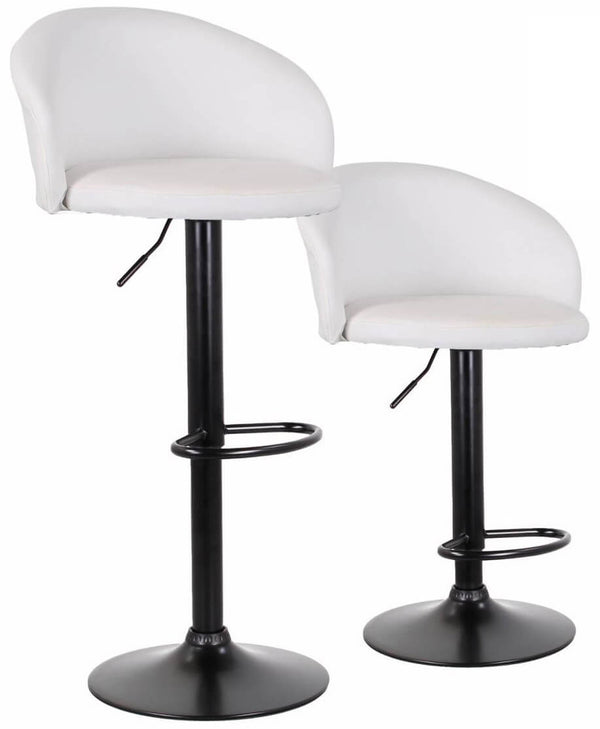 Set 2 Sgabelli 51x44x60/80 cm in Similpelle Base Nera Bianco sconto