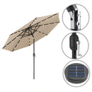 Ombrellone da Giardino Ø270 8 Stecche cm con Luci LED Parasole in Poliestere Antivento Ecru      