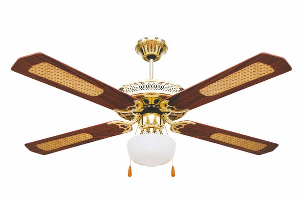 Ventilatore da Soffitto con 4 Pale e Lampada Ø130cm 3 Velocità  Kooper Windy Marrone online