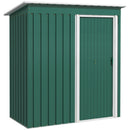 Casetta Porta Attrezzi con Tetto Inclinato e Porta Scorrevole 163x89x182 cm in Acciaio Zincato Verde 