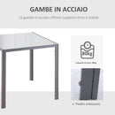 Tavolo Quadrato 75x75x75 cm in Metallo e Vetro Temperato Grigio