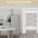 Copritermosifone in Legno a Griglia Bianco 111.5x82x19 cm 