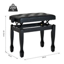 Panca Sgabello Pianoforte con Altezza Regolabile 64x35x45-55 cm in Similpelle e Legno  Nero