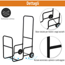 Portalegna per Camino 56x40x90,5 cm con Ruote in Acciaio  Nero