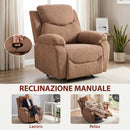 Poltrona Reclinabile Manuale 85x93x105 cm con Poggiapiedi e Braccioli Imbottiti in Tessuto Marrone Scuro      