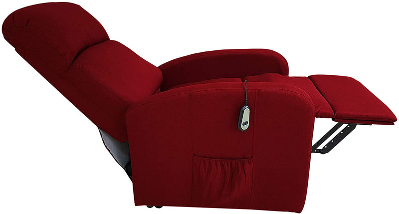 Poltrona Alzapersona Elettrica 1 Motore 65x75x101 cm in Tessuto Rossa