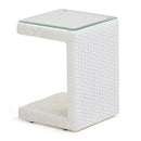 Tavolino da Giardino in Polyrattan 40x40x40cm Adila Quadro Bianco Ghiaccio