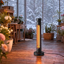 Stufa Elettrica a Infrarossi Oscillante 2000 W 29,5x29,5x84 cm con Telecomando in Alluminio Nero      