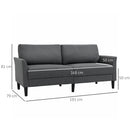 Divano 3 Posti 191x79x87 cm con Seduta Profonda e Imbottitura Spessa in Tessuto Grigio Scuro      