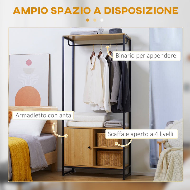 Appendiabiti con 2 ripiani, appendiabiti con scarpiera, salvaspazio per caera da letto Appendiabiti con 2 ripiani, appendiabiti con scarpiera, salvaspazio per caera da letto