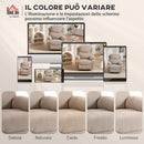 Poltrona Reclinabile Manuale Cuscino Spesso Braccioli Imbottiti e Poggiapiedi in Tessuto Beige      