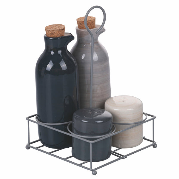 Menage 5 Pezzi in Ceramica con Stand Metallo VdE Tivoli 1996 Baita Stones sconto