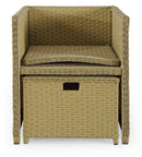 Set Tavolo 4 Poltrone e 4 Poggiapiedi in Rattan Kraus Caravaggio