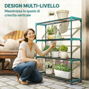 Set di 2 Scaffali per Piante a 4 Livelli 90x28x104 cm con Ganci in Acciaio Verde      