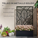 Fioriera Rialzata con Spalliera Decorativa per Rampicanti 61x23x113 cm da Terra e Parete in Metallo Nero      