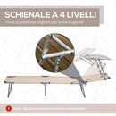 Set 2 Sdraio da Giardino 187x58x36 cm Pieghevoli con Tettuccio Regolabile in Tessuto Oxford e Metallo Marrone      