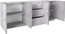 Credenza 4 Ante + 3 Cassetti 224,1x44,2x86 cm Ping Cemento Bronx