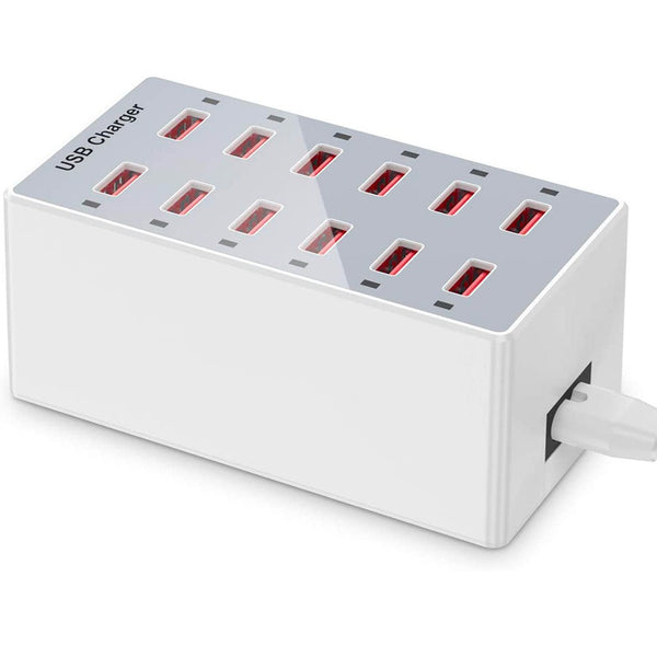 sconto Caricabatterie Stazione di Ricarica 11,5x6 cm con 12 Porte USB 60W in ABS Bianca