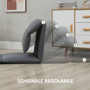 Poltrona da Terra 71x72x60 cm Schienale Reclinabile in Tessuto Grigio Scuro