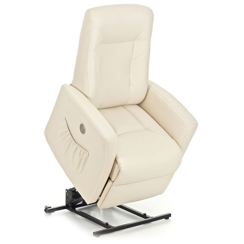 Poltrona Relax Reclinabile a Motore in Cuoio Ludovica Crema