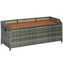 Panchina Contenitore da Giardino 121x50x50 cm in Legno e Rattan Grigio